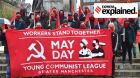 May Day, May Day International Labour Celebrations by the Members of the Young Communist League celebrating May Day in Manchester, England.